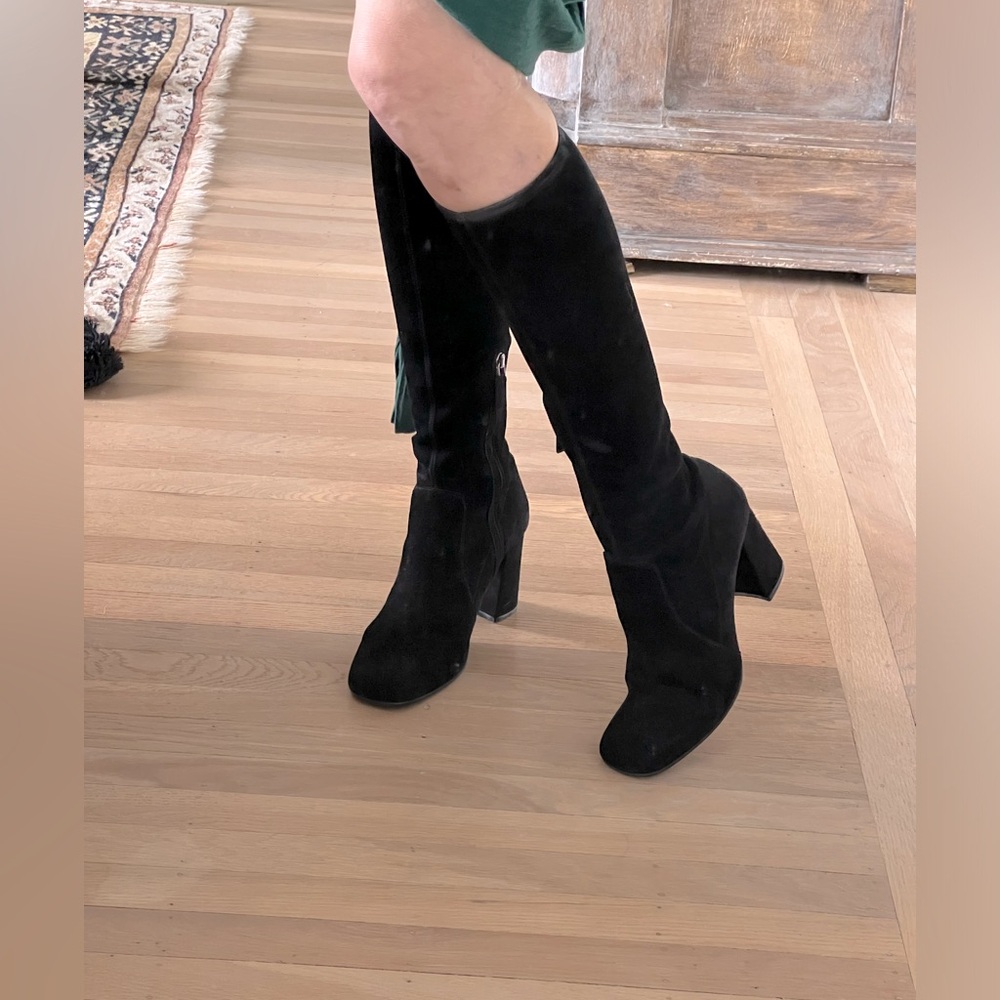 Prada suede boots. Tight stretchy suede - gorgeous boot.